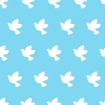 White doves, seamless pattern, vector. 스톡 일러스트