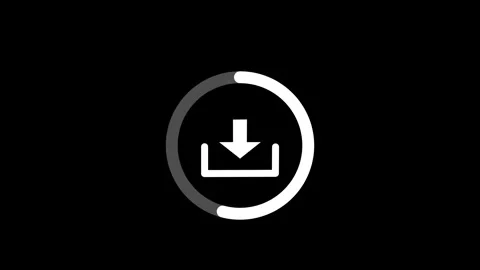 White download icon loading progress circle animation on black background d.. Stock Footage 340444421