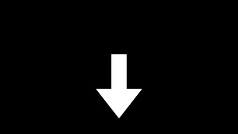White downward arrow icon on black with clean minimalist design. Simple Stock Footage 328642189