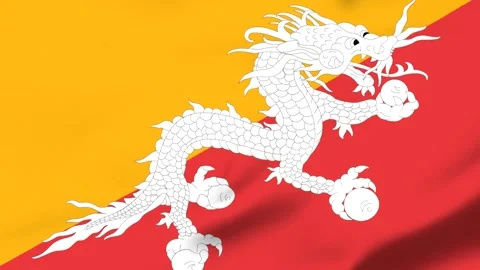 White dragon emblem on yellow and red flag background Stock Footage 343574008