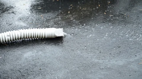 White drainpipe in heavy raining day Stock Footage 109181158