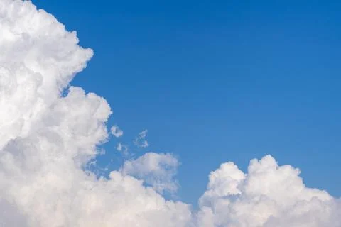 White dramatic cloud on bright blue sky background with copy space 스톡 사진