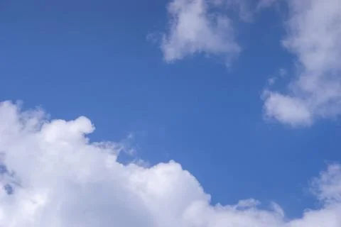 White dramatic cloud on bright blue sky background with copy space 스톡 사진