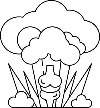 A white drawing of a cloud with a bone sticking out of it Illustrazione stock