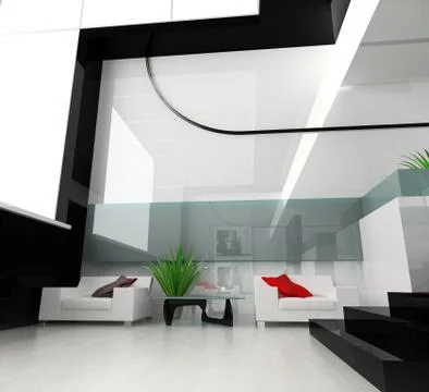 White drawing room Stock Illustration