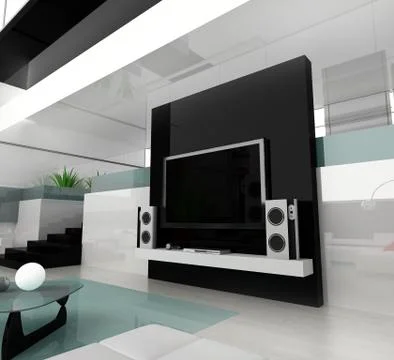 White drawing room Stock Illustration