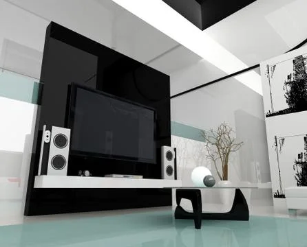 White drawing room Stock Illustration