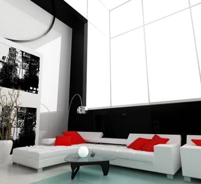 White drawing room Stock Illustration
