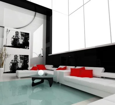 White drawing room Stock Illustration