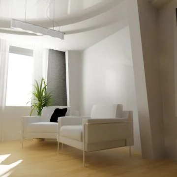 White drawing room Stock Illustration