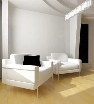 White drawing room Stock Illustration