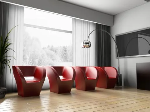 White drawing room Stock Illustration