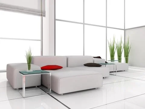 White drawing room Stock Illustration