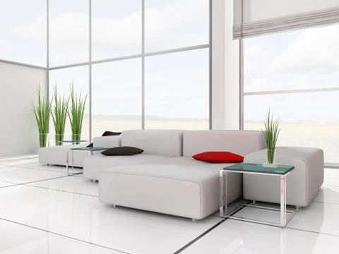 White drawing room Stock Illustration
