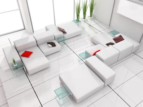 White drawing room Stock Illustration
