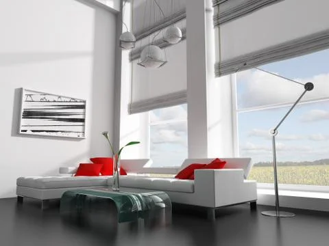White drawing room Stock Illustration