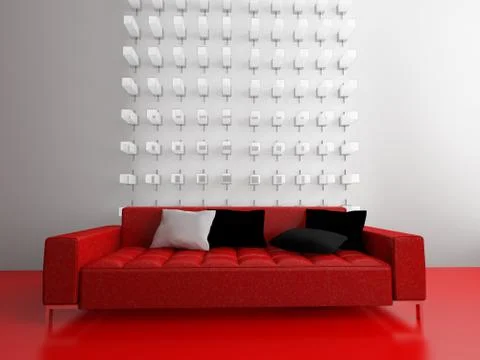 White drawing room Stock Illustration