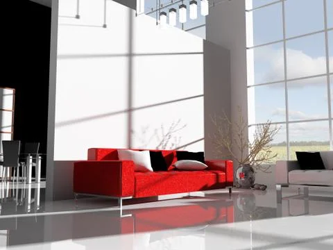 White drawing room Stock Illustration
