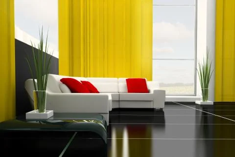 White drawing room Stock Illustration