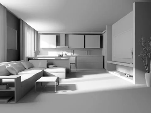 White drawing room Stock Illustration