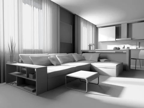 White drawing room Stock Illustration