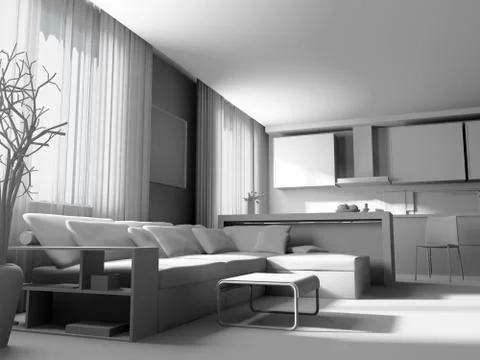 White drawing room Stock Illustration