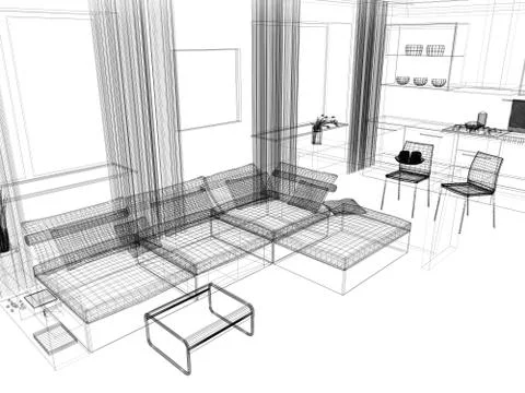 White drawing room Stock Illustration