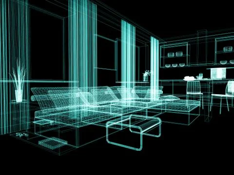 White drawing room Stock Illustration