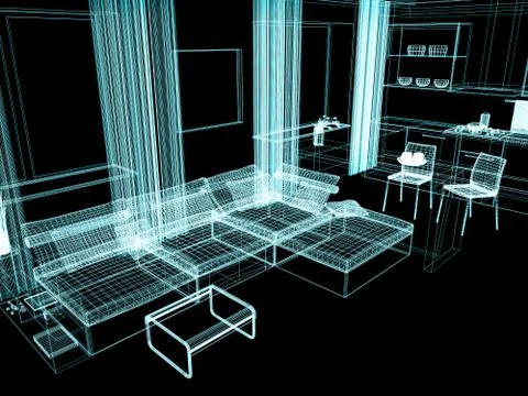 White drawing room Stock Illustration