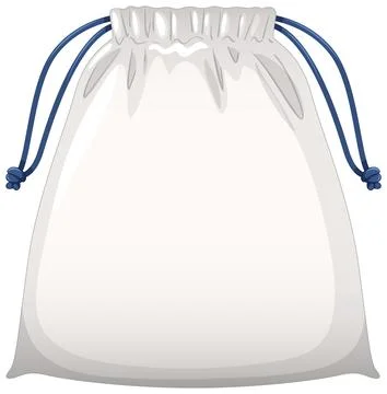 White Drawstring Bag with Blue Cord Vector Illustration Illustrazione stock