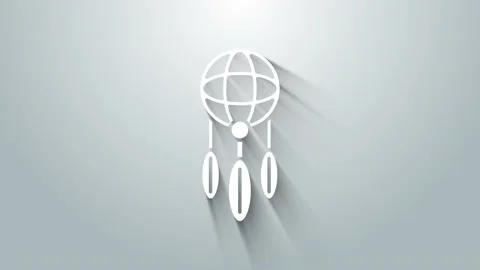 White Dream catcher with feathers icon isolated on grey background. 4K Video Stock Footage 147227249