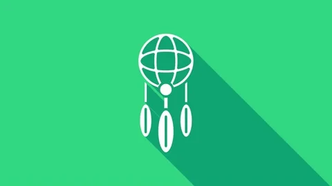 White Dream catcher with feathers icon isolated on green background. 4K Video Stock Footage 147227254