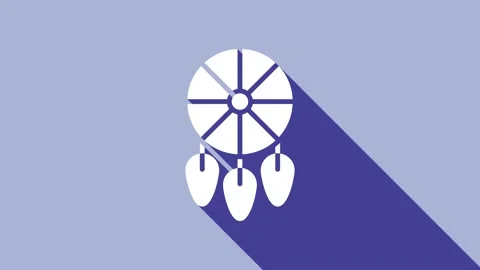 White Dream catcher with feathers icon isolated on purple background. 4K Video Stock Footage 148293344