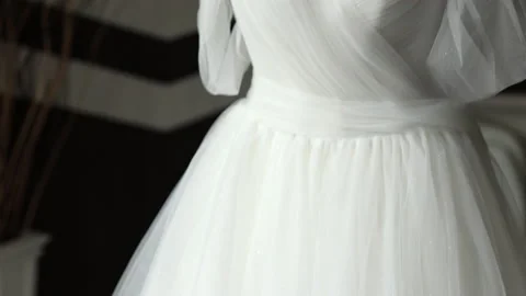 White dress of the bride on a hanger. Stock Footage 167605053