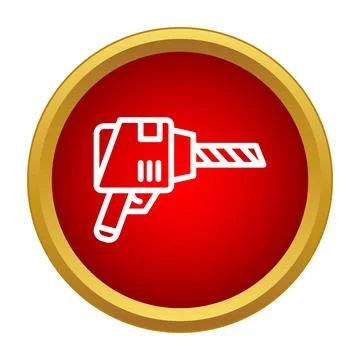 White drill icon on red round button Stock Illustration