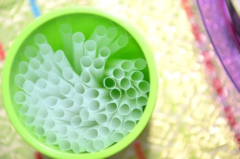 White drinking straws Fotos Stock