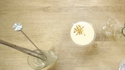 White Drinks with Garnish Scribble - Static Stock Footage 121877863