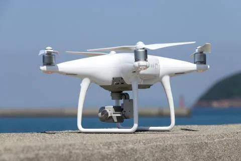 White drone before the flight Stock Photos