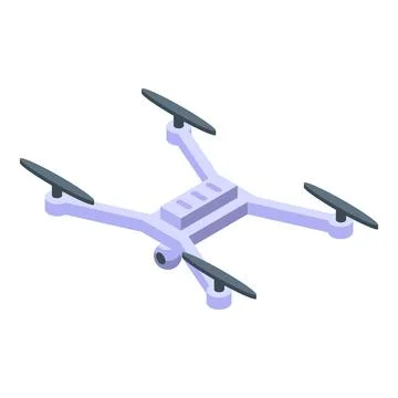 White drone flying, capturing aerial footage with its integrated camera Stock Illustration