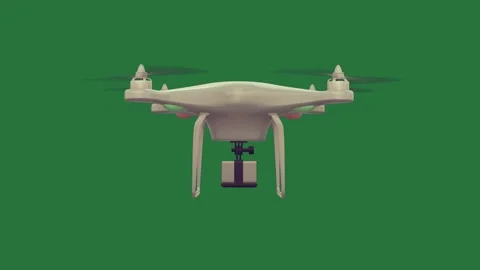 A white drone flying isolated isolated on green screen background Stock Footage 336893187