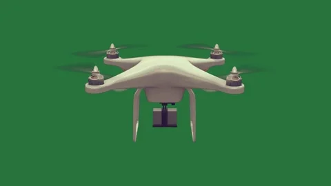 A white drone flying over and on background isolated isolated on green screen Vídeo Stock 336893186