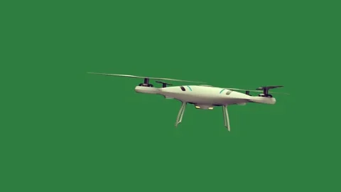 A white drone flying over and on Stock Footage 336971330
