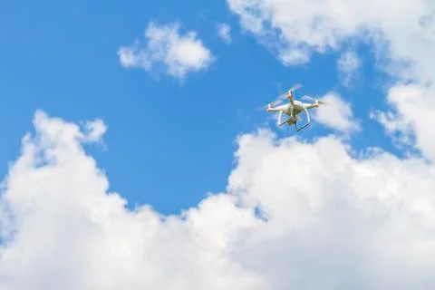 White drone flying 스톡 사진