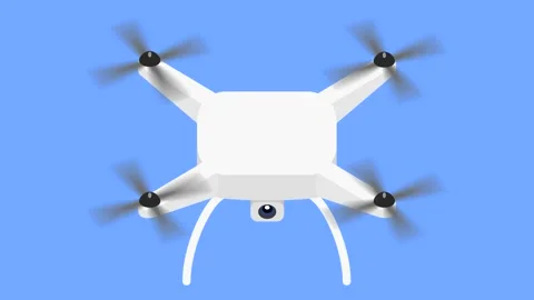White drone flying in the sky. Flat animation. Isolate Stock Footage 144551778