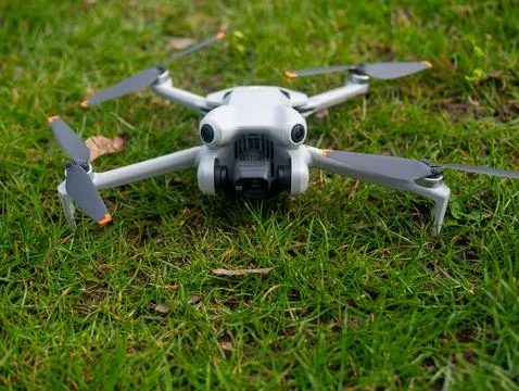 White drone is on the grass Stock Photos