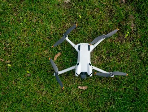 White drone is on the grass Stock Photos