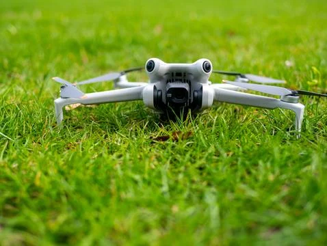 White drone is on the grass Stock Photos