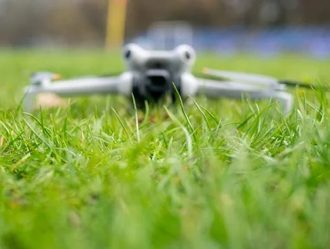 White drone is on the grass Stock Photos