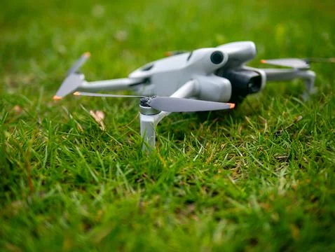 White drone is on the grass Stock Photos