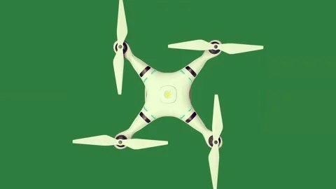 A white drone on green background and flying screen 스톡 동영상 336971343